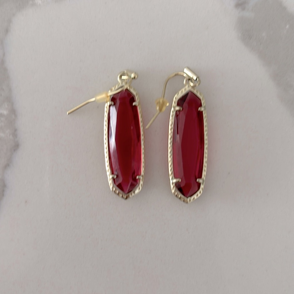 Kendra Scott Earrings Gold Red Berry Dainty